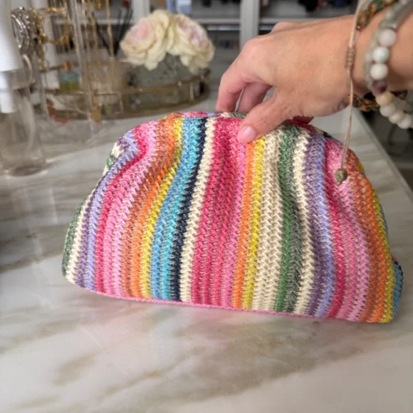 Multi Color Raffia Clutch - Picture 3 of 6